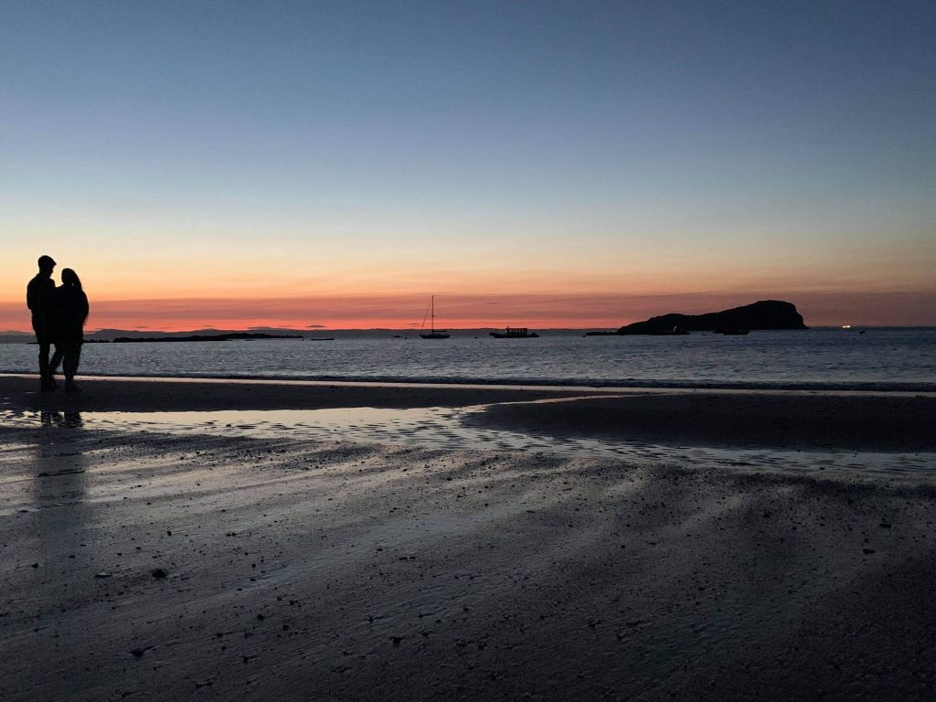 Sunset at North Berwick West Bay beach