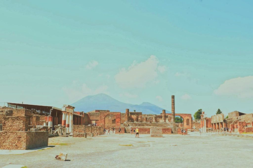 Mount Vesuvius from the forum of Pompeii in Naples